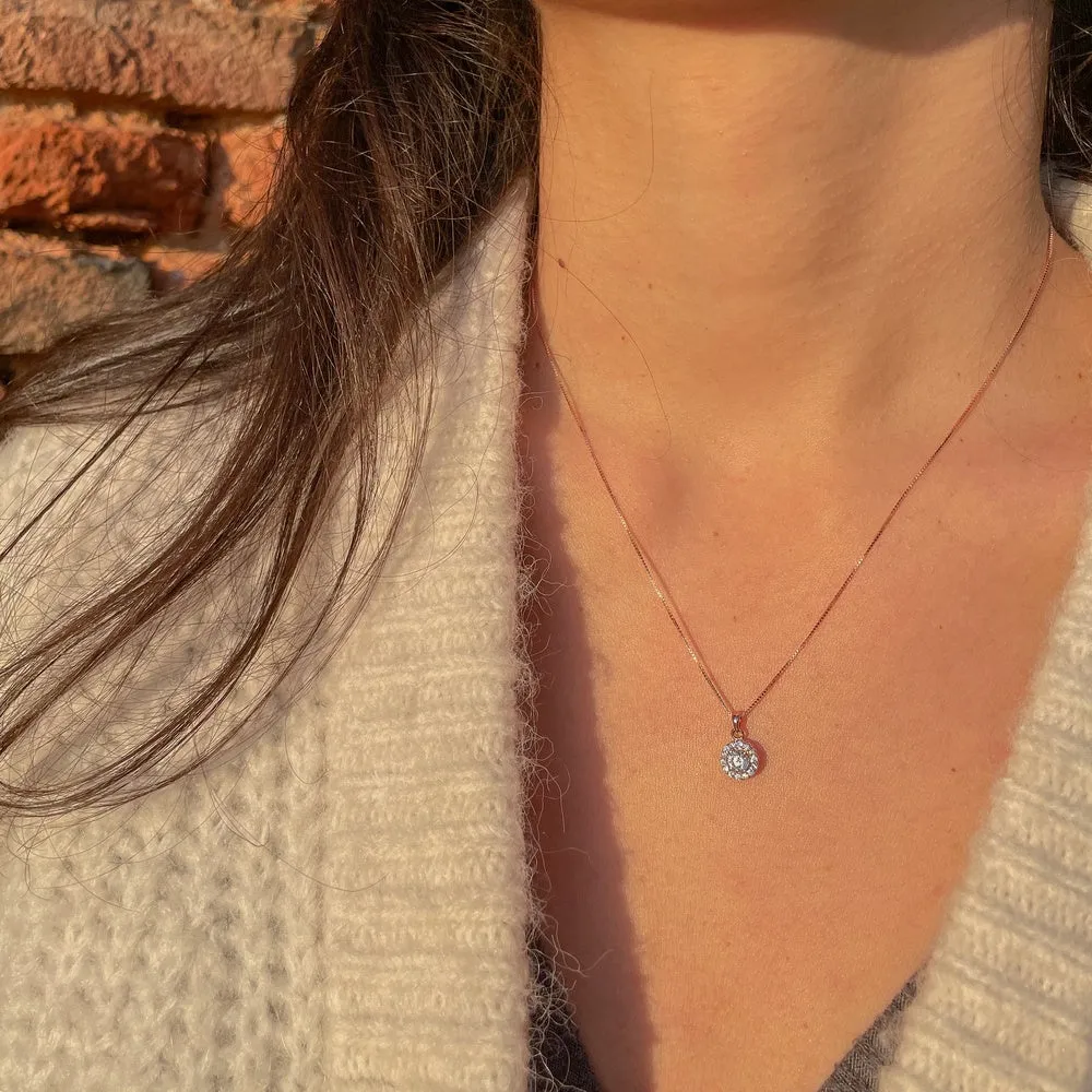ALFYO Collana Punto Luce Oro Rosa Pavé Essential