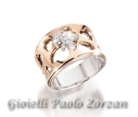 Anello A Fascia I Divini Di Le Bebè In Oro Bianco E Rosa 18 Kt E Femminuccia Con Brillanti Ref. Lbb354