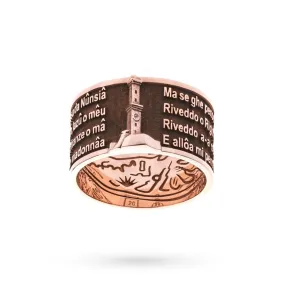 Anello Genova Lyric in oro rosa 9kt brunito con poesia