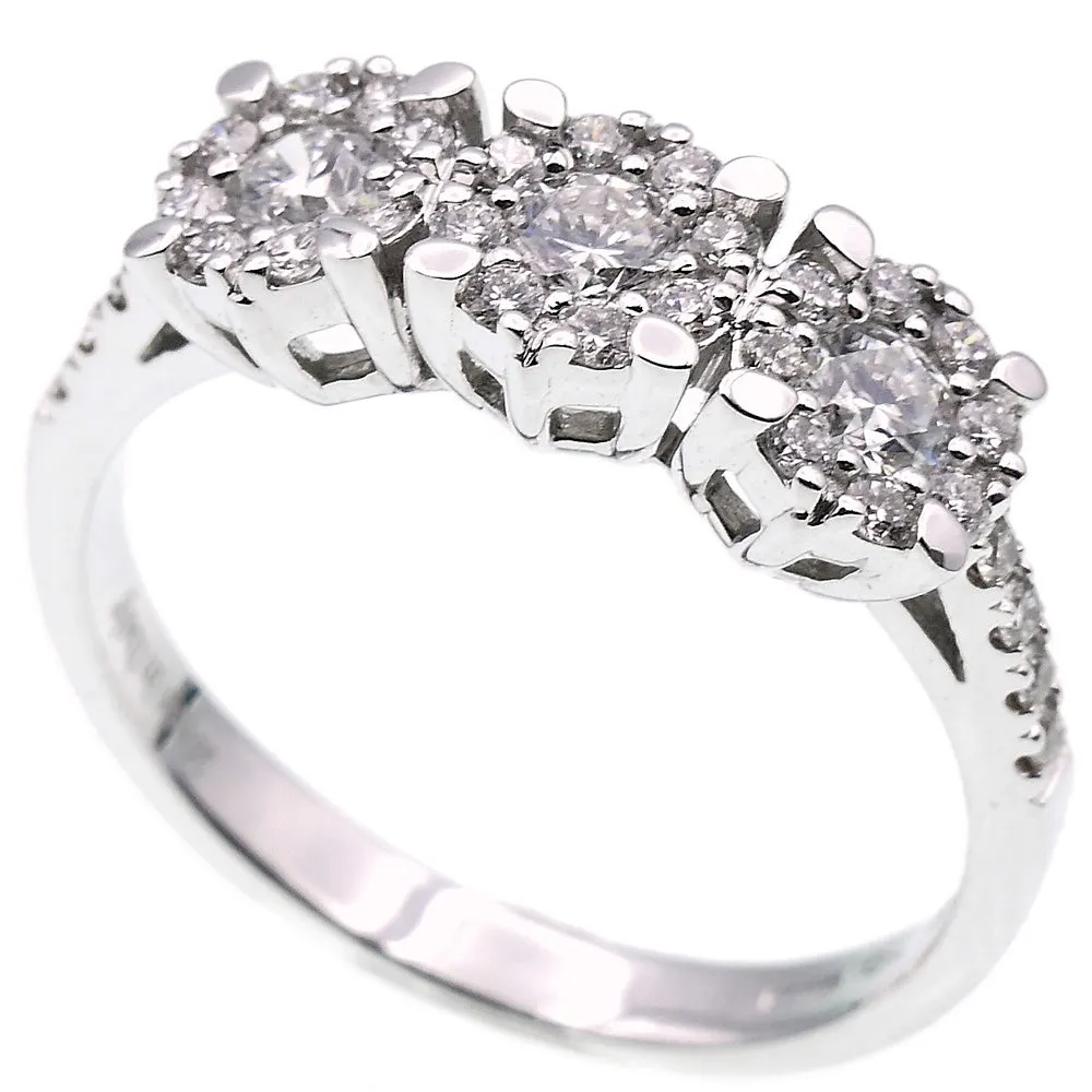 Anello Trilogy Multipietra Oro Bianco con Diamanti Davite & Delucchi