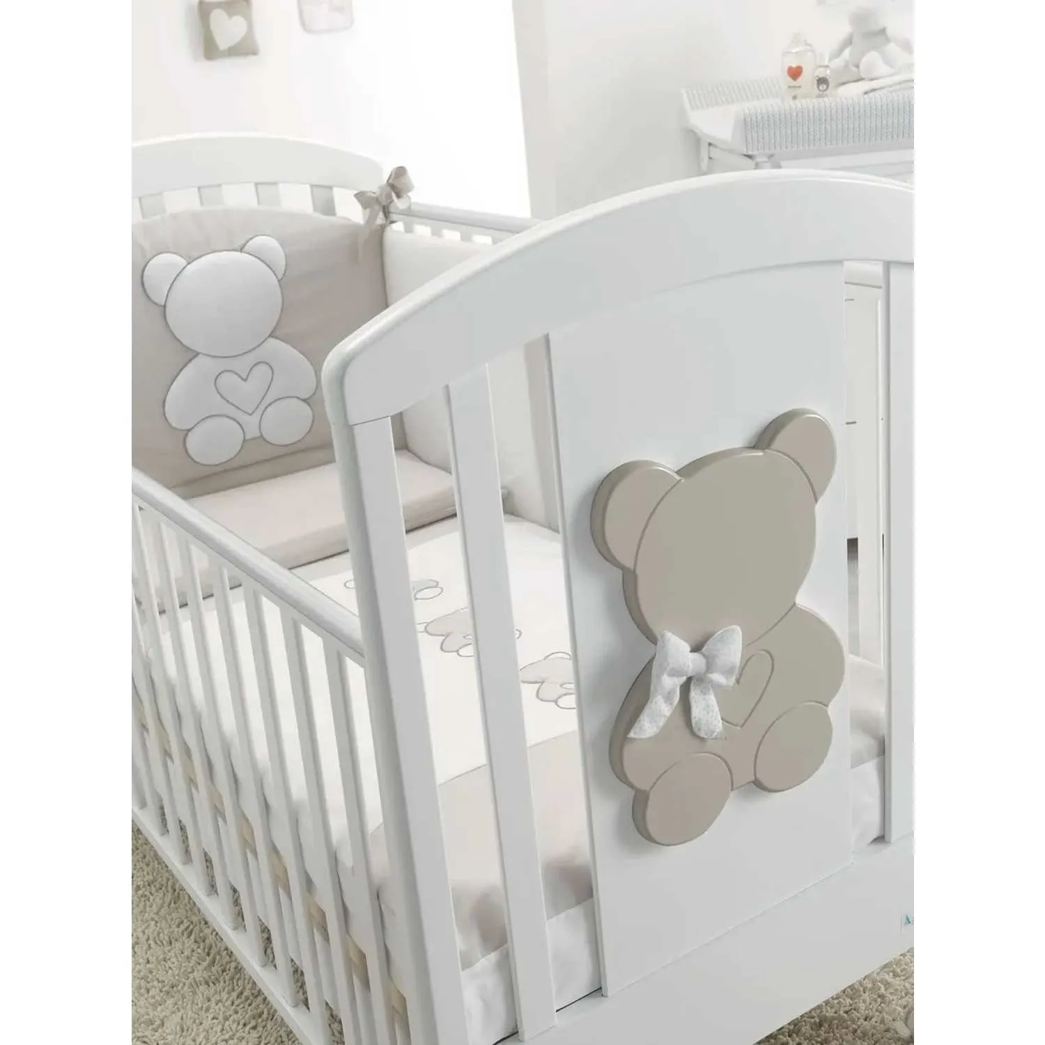 Azzurra Design - Lettino Funky Con Decoro Orsetto Bianco