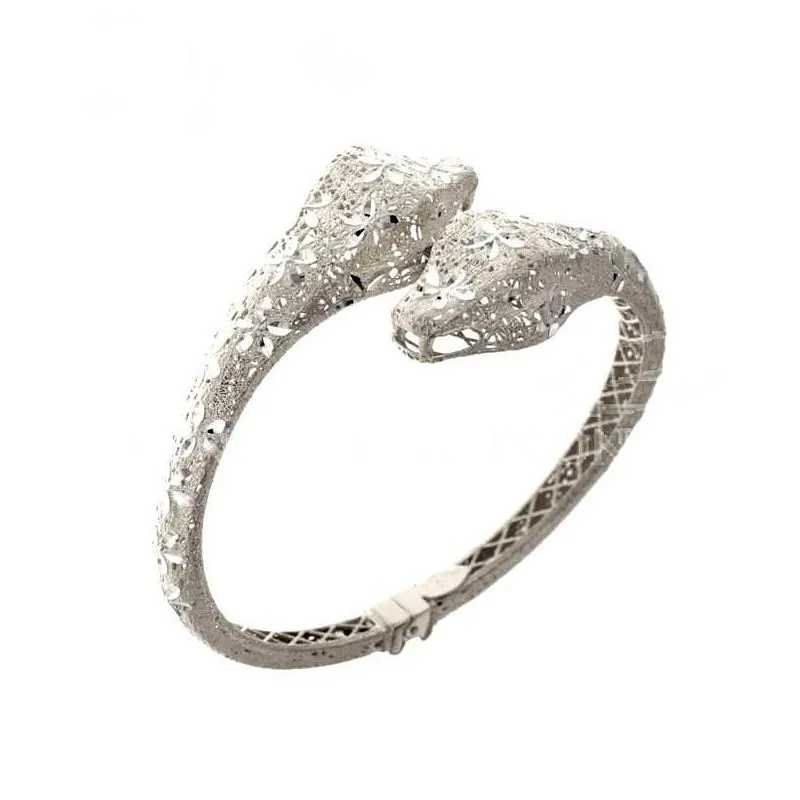 BRACCIALE RIGIDO SERPENTE DA DONNA IN ORO BIANCO 18 KT CHIUSURA BACIO