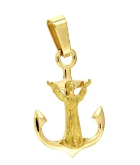 Ciondolo ancora e cristo in oro giallo