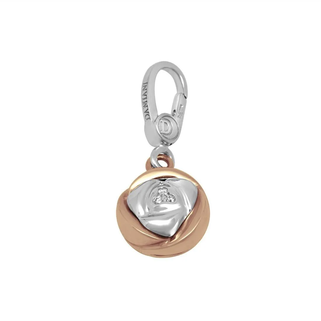 Ciondolo in oro bianco e rosa con diamante