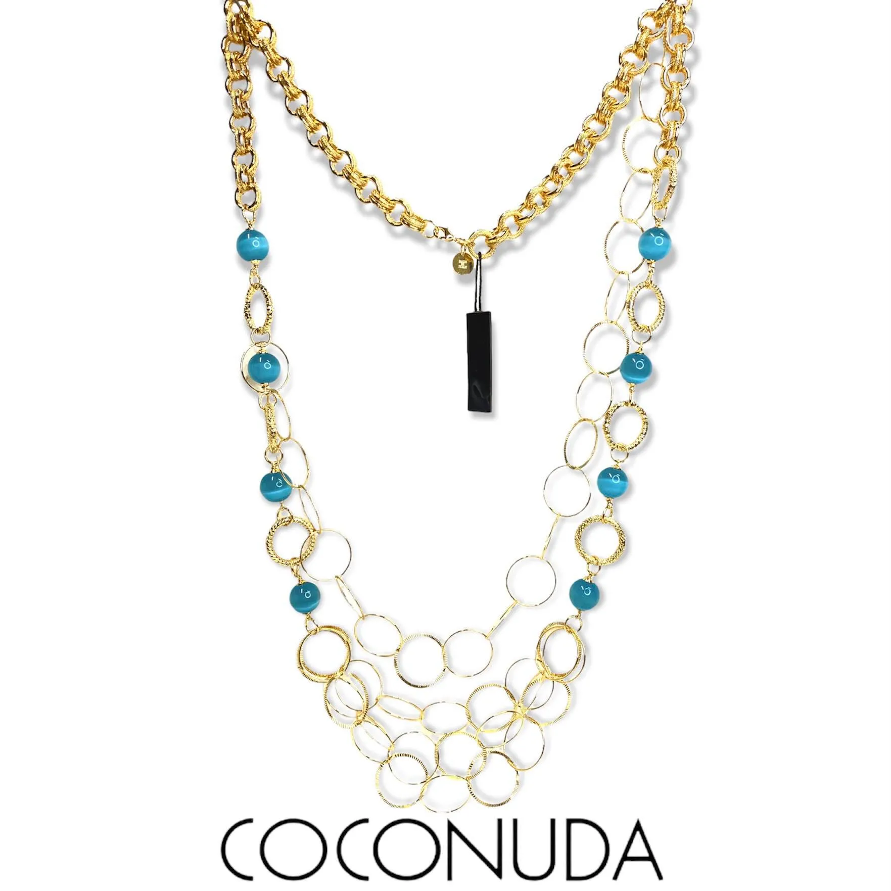Collana Donna Coconuda in Bronzo con Giada Blu- COCH2214