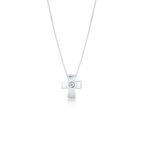 Collana in oro bianco 18k con pendente a croce in diamanti