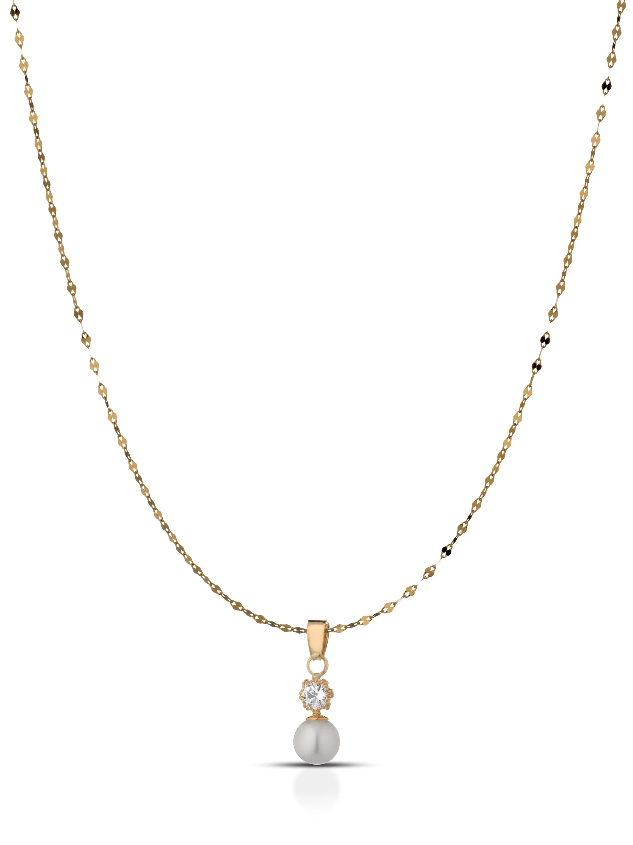 Collana in oro giallo punto luce con perla