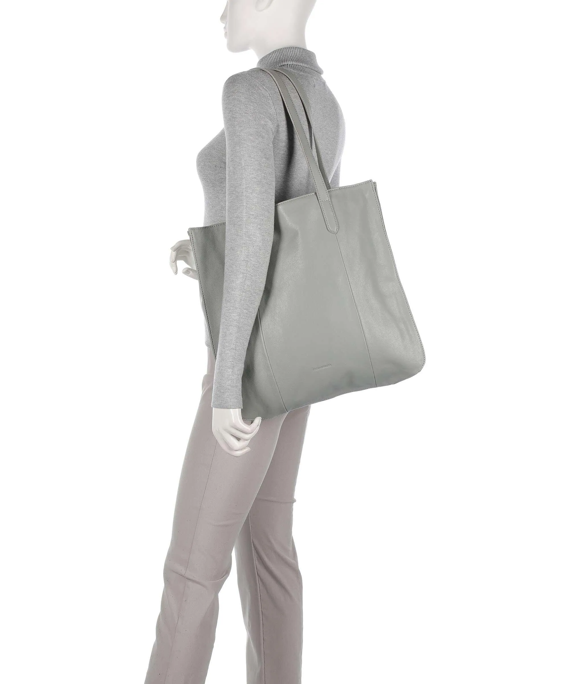  FredsBruder Jerren Borsa shopper pelle a grana fine grigio  