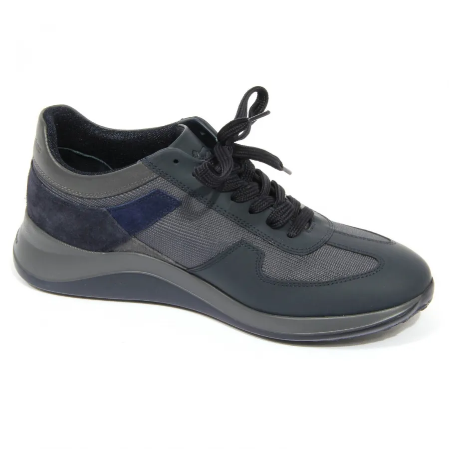 H0440 sneaker uomo HARMONT&BLAINE men gum/fabric/leather shoes blue