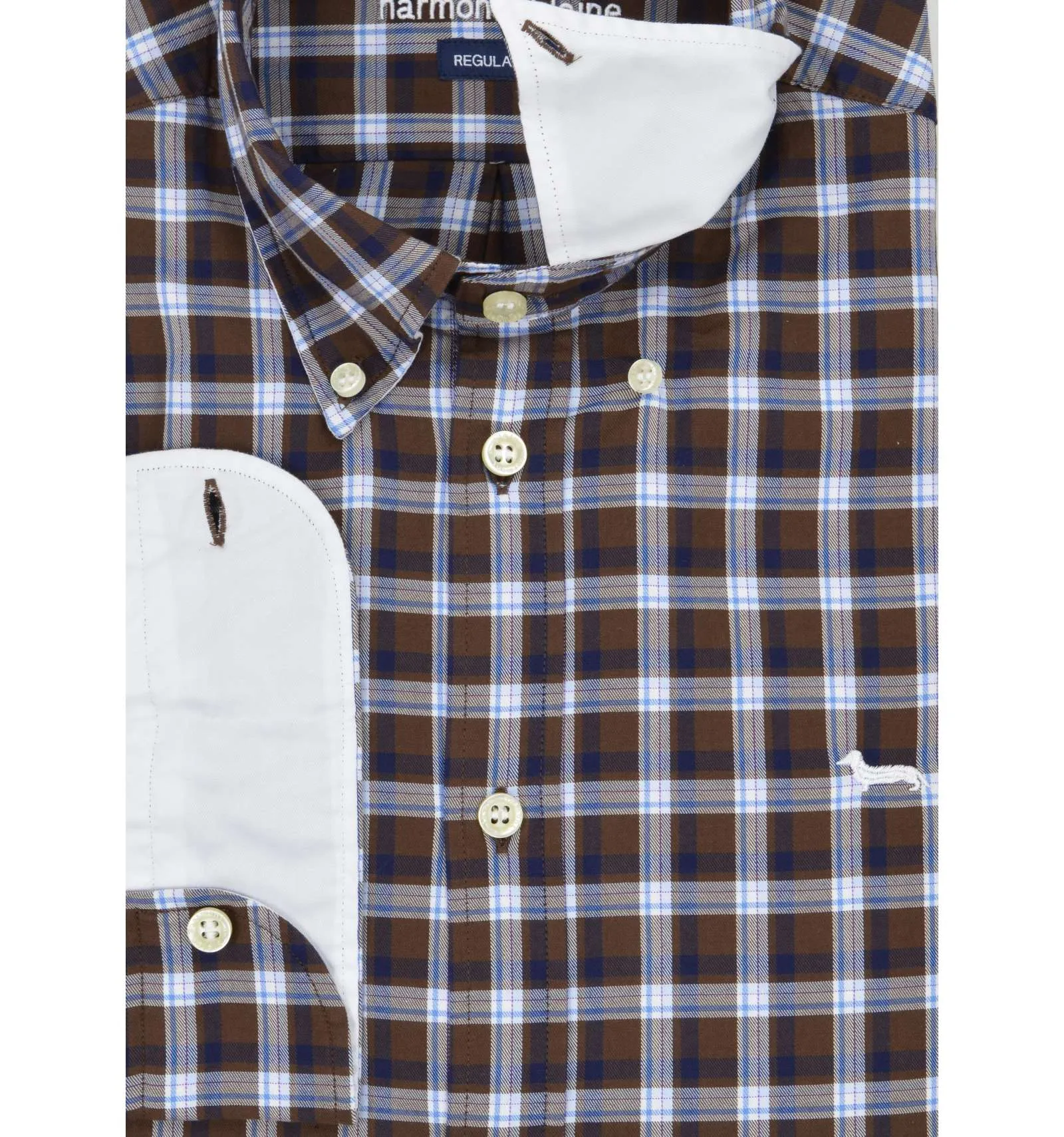 HARMONT & BLAINE uomo camicia madras marrone CRI011 B 012049 702