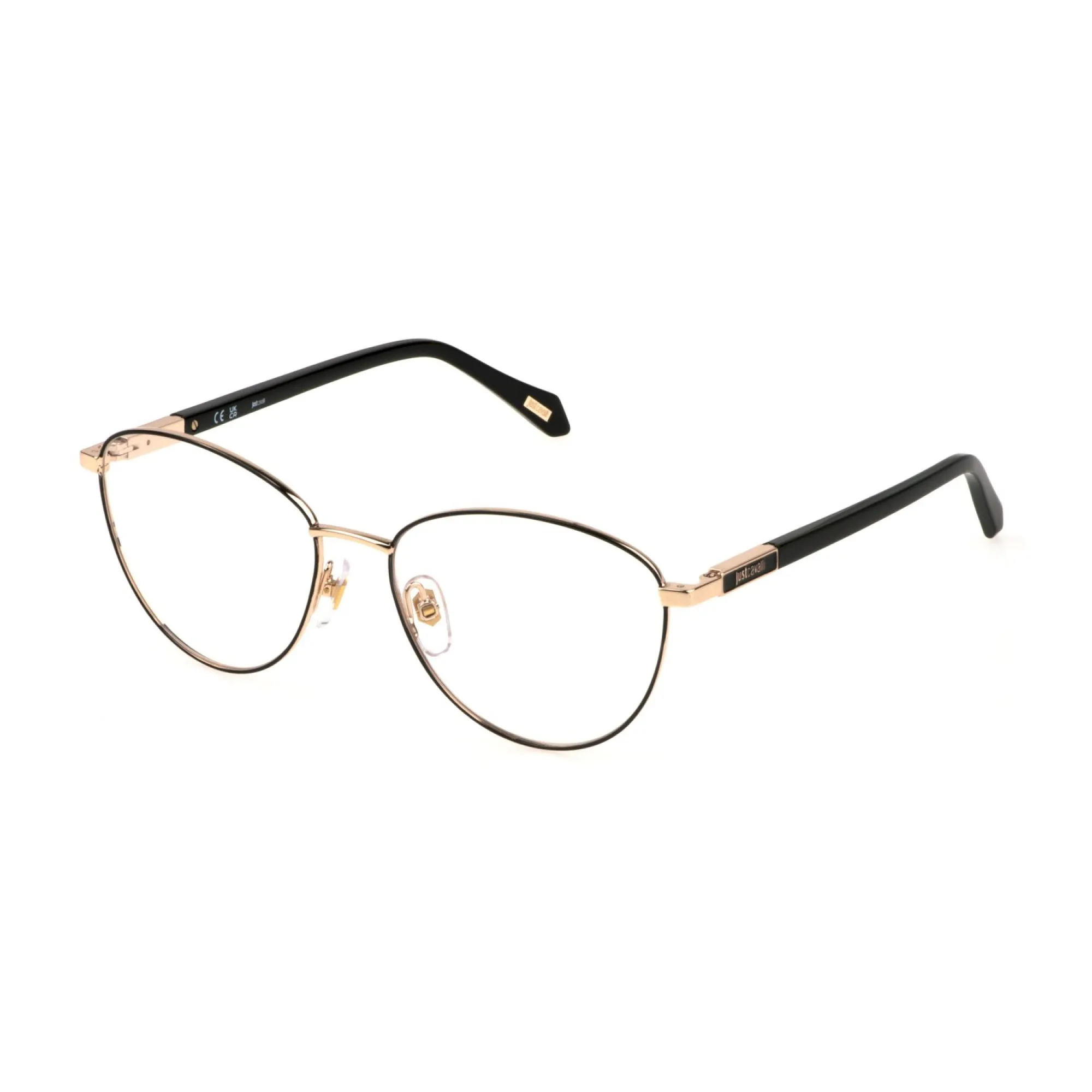   Just Cavalli VJC056 - 0301 Parti Lucide Oro Rosa Nere | Occhiale Da Vista Donna 