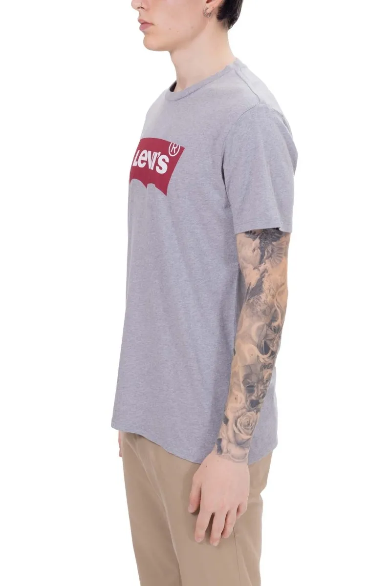 LEVI'S UOMO T-Shirt con logo Batwing in cotone grigio mélange 