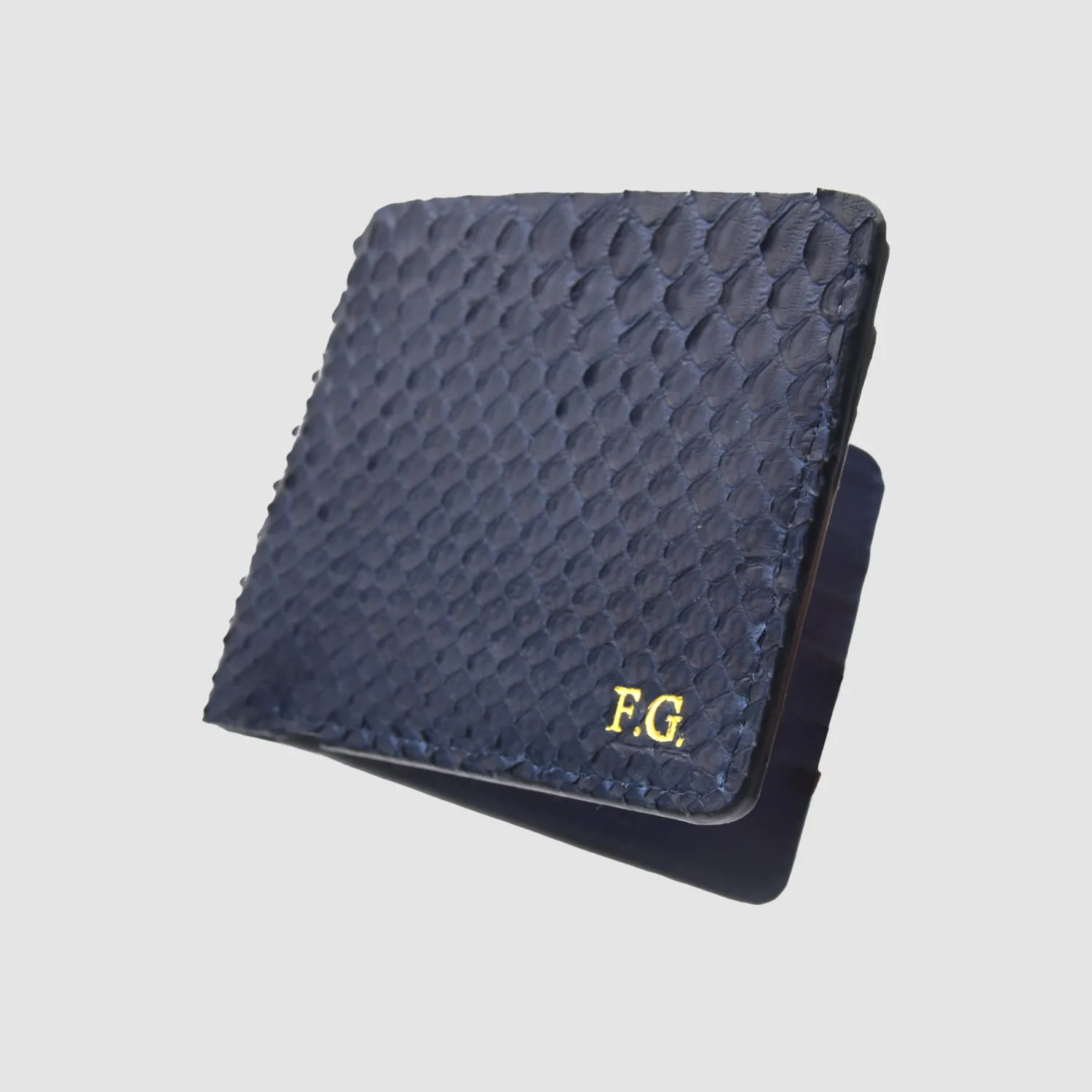 Mespecta Italia  ---------    ------------Portafoglio in vera pelle di Pitone Personalizzabile - Blu scuro