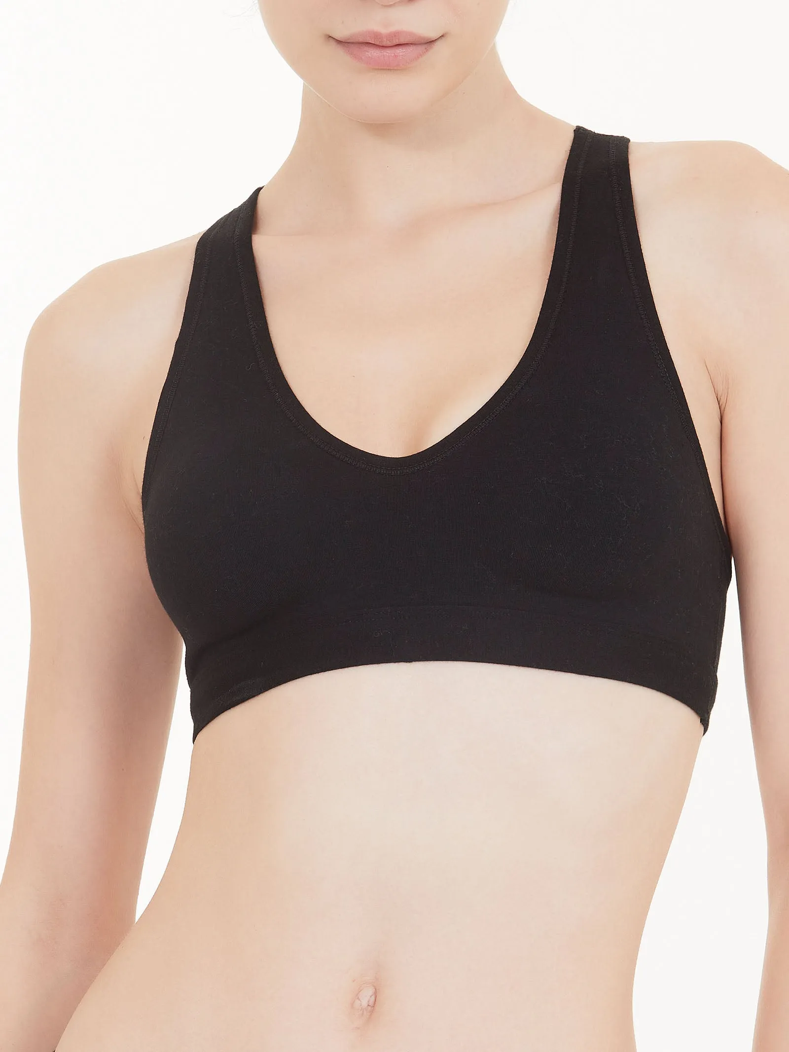 Natural Bralette - Reggiseno active in cotone elasticizzato - Nero