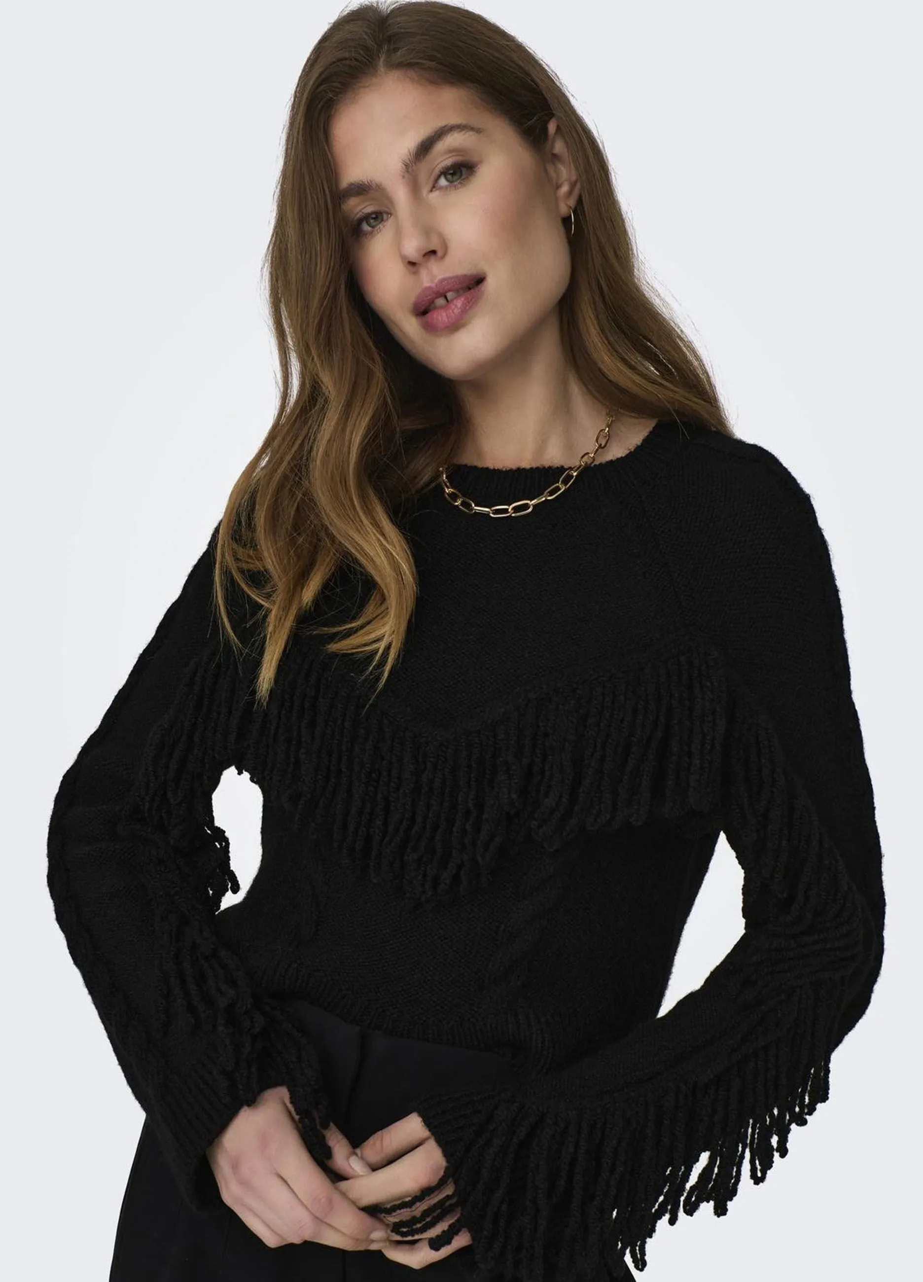 ONLY  Pullover a maniche lunghe con frange donna