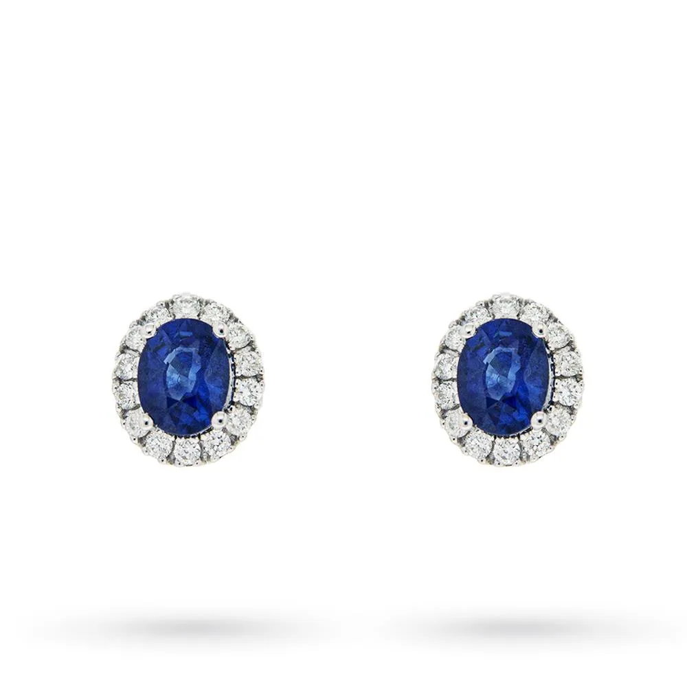 Orecchini oro bianco zaffiri ovali 0,83ct diamanti 0,18ct Mirco Visconti