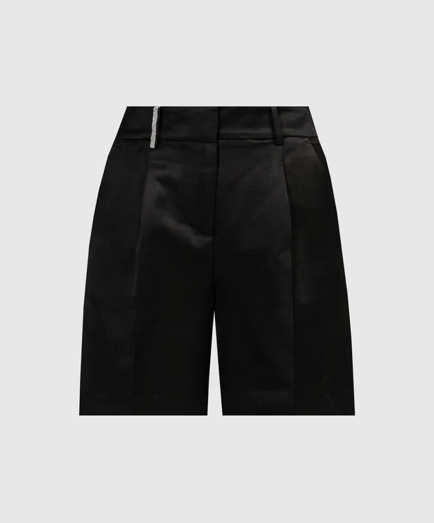 Peserico Shorts in lino nero con catena monil E0412105211