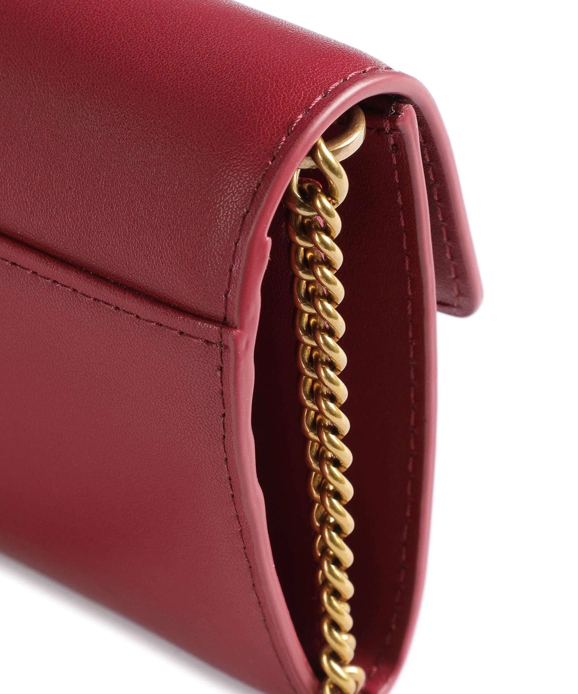  Pinko Love Tiny Birds Portafoglio pelle a grana fine rosso scuro  