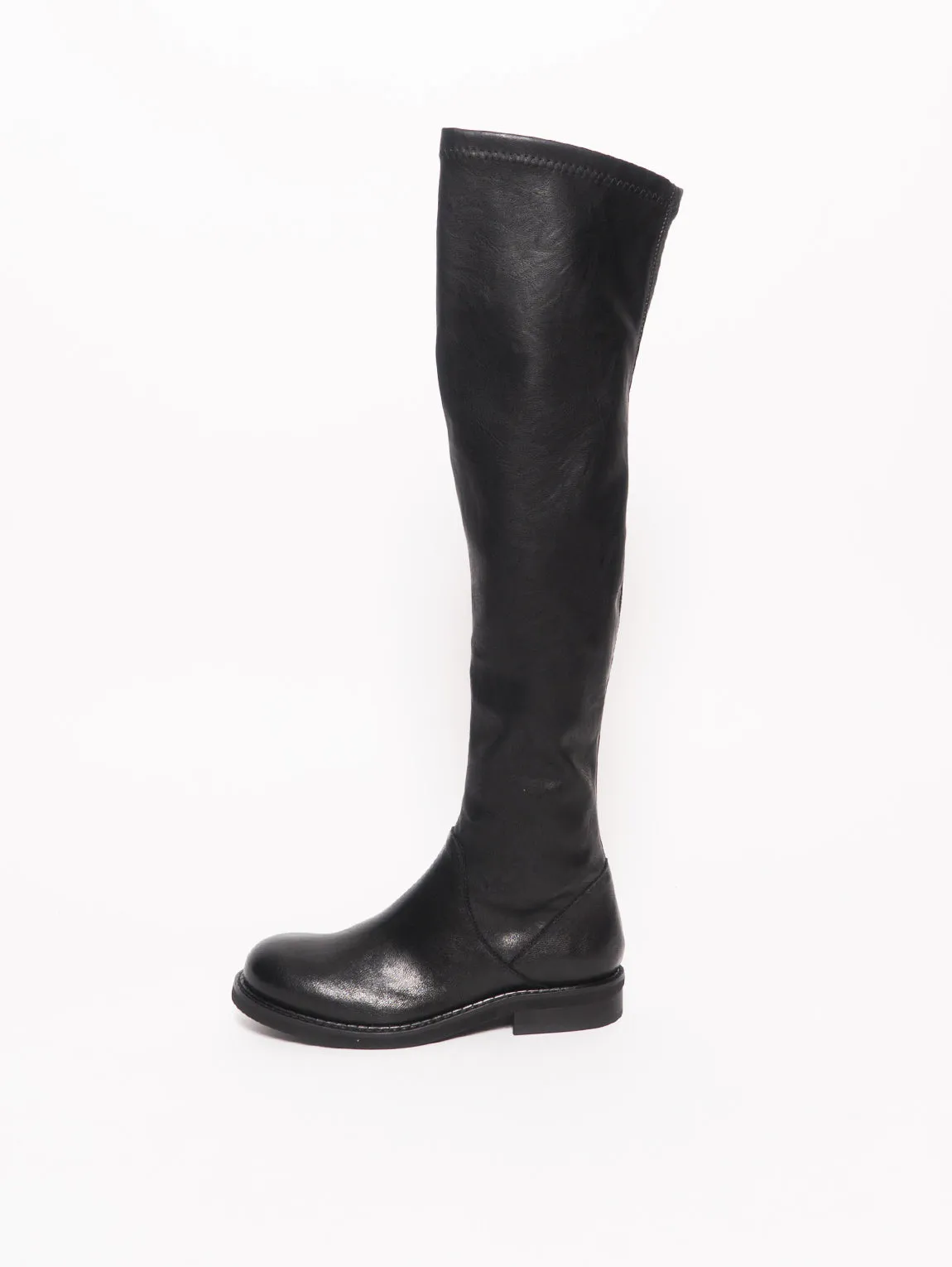 Stivale alto in pelle Nero