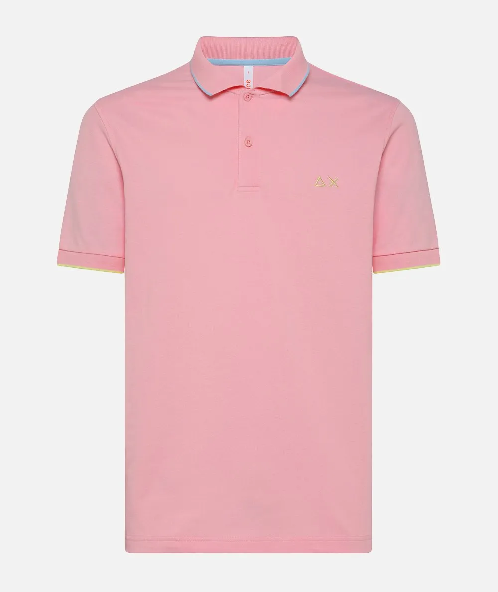SUN68--Polo Small Stripe on collar Elasticizzata - Rosa