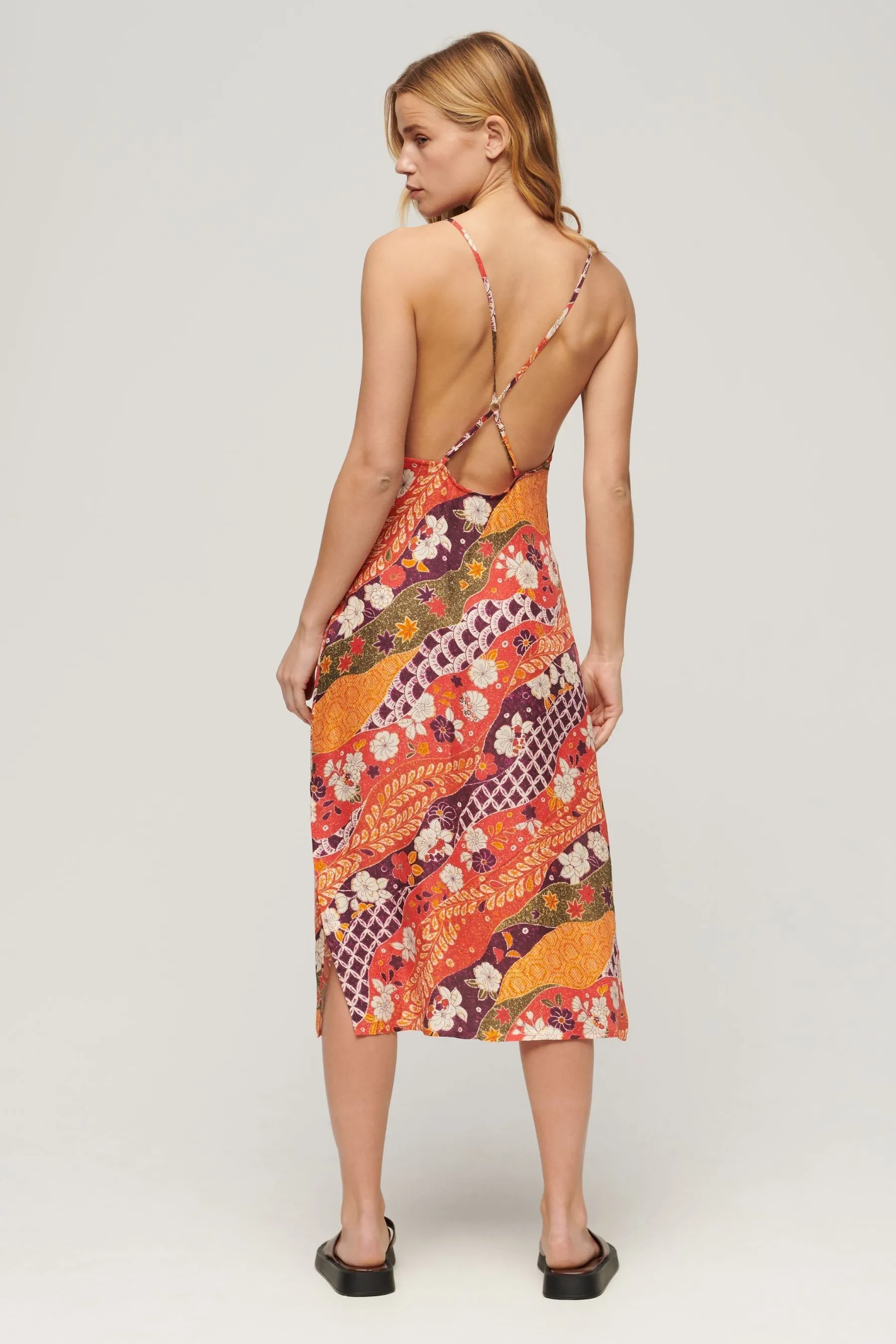 Superdry - Abito midi a sottoveste stampato