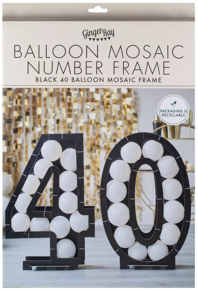 Supporto per palloncini in bianco e nero numero 40