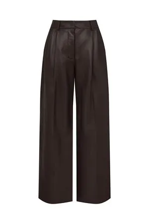 ZIMMERMANN Abbigliamento,Pantaloni Pantalone in pelle Illustration in mogano 
