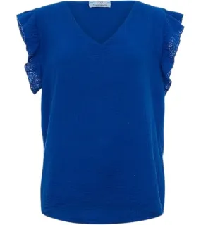 ZWILLINGSHERZ Gisele camicetta estiva da donna camicia alla moda con maniche volant 2012 blu